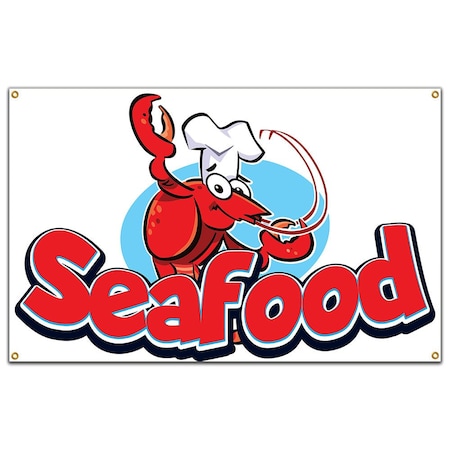 Signmission Seafood Banner Concession Stand Food Truck Single Sided B-Seafood19
